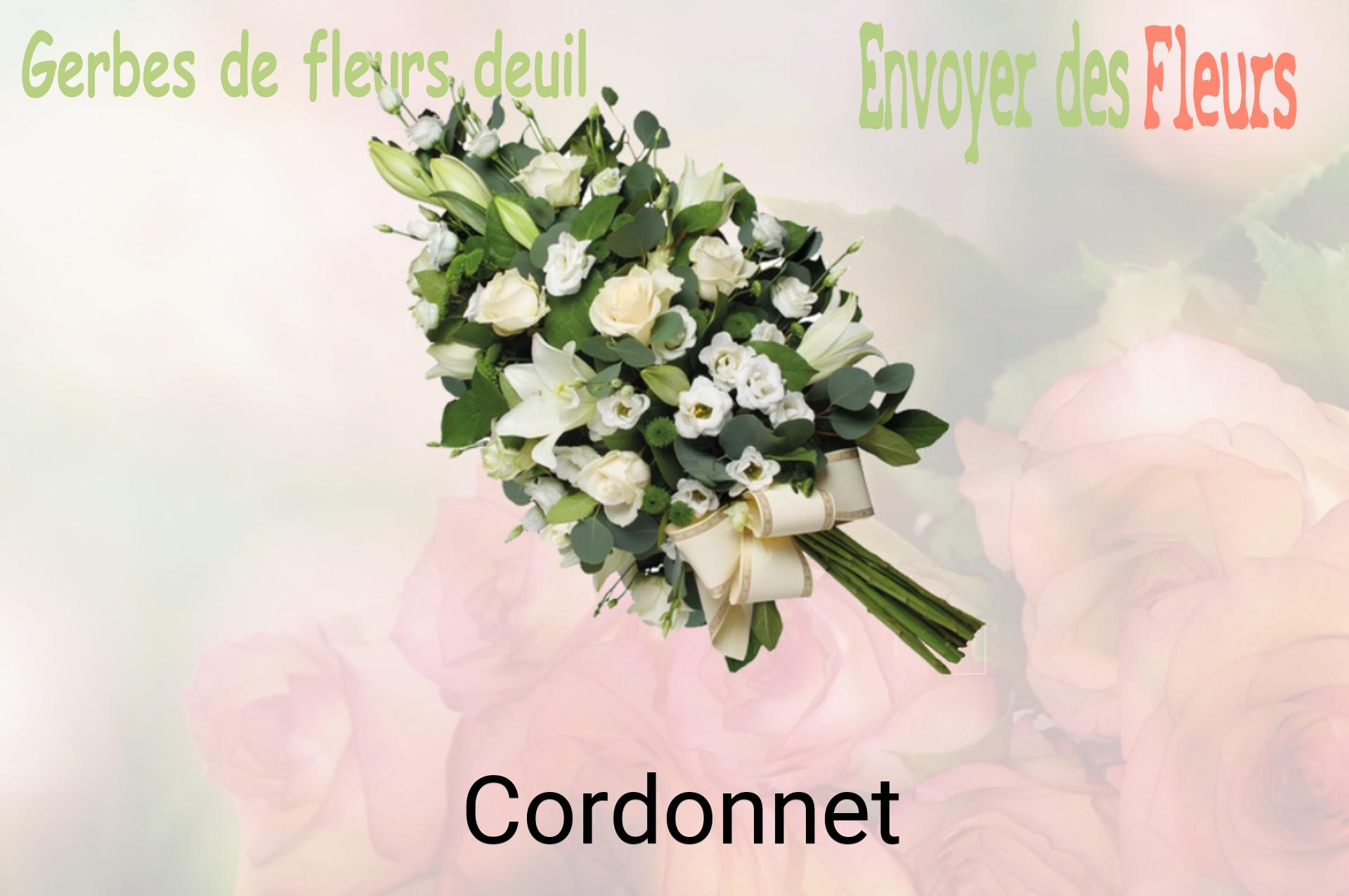 Gerbe de fleurs de deuil livrée à Cordonnet